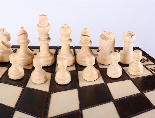 3 Player Medium Wood Chess Set (Tricolor)