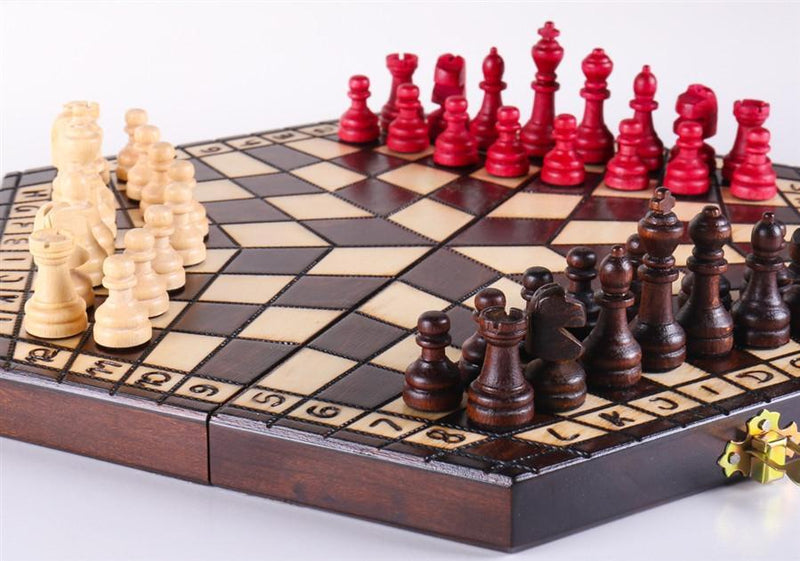 3 Player Small Wood Chess Set