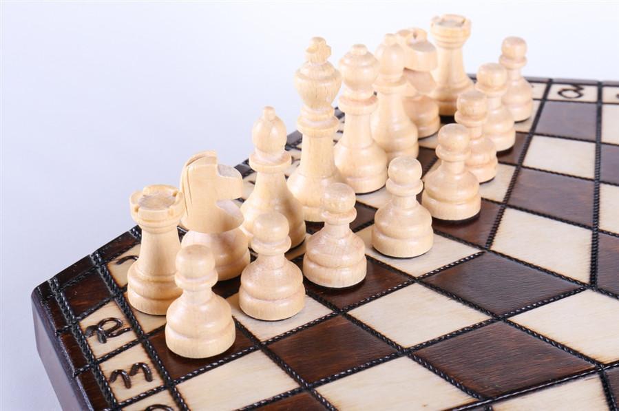 3 Player Small Wood Chess Set - Chess Set - Chess-House