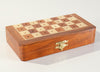 7.5" Folding Pegged Golden Rosewood Chess Set in Leather Case - Chess Set - Chess-House