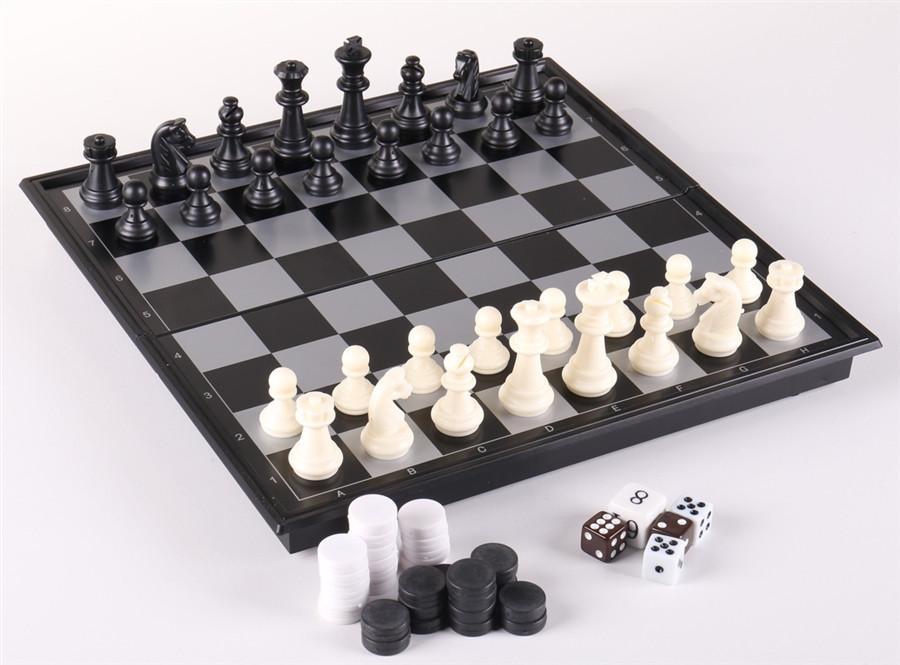 9 3/4" 3-in-1 Combination Travel Game Set - Chess Set - Chess-House