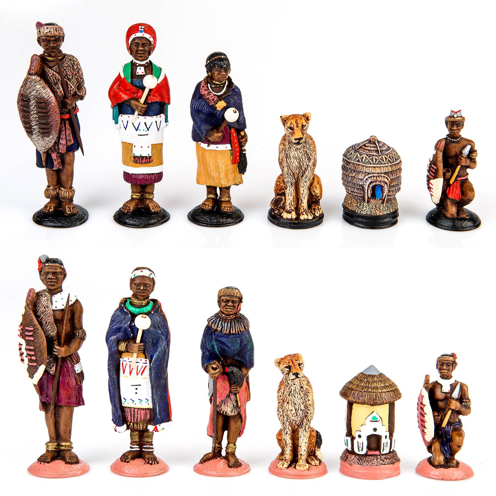 African Tribal Chess Set - Zulu / Ndebele (Large) - Chess Set - Chess-House
