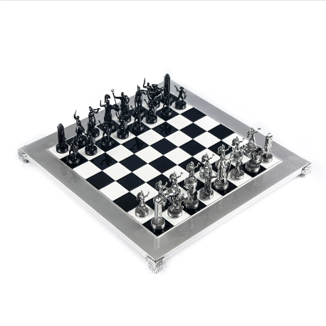 Aluminum Greek Mythology Chess Set - 14"