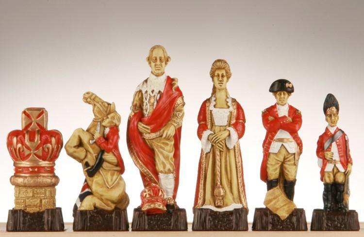 SAC American Revolutionary War Chess Set Ivory&Red With Wooden Board UK  made.