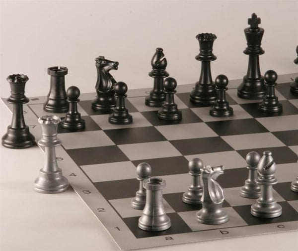 Armory Club Style Chess Set - Brushed Aluminum Look - Black - Chess Set - Chess-House