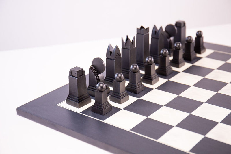 Art Deco Chess Set on Erable Chess Board