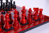 Black and Red Alabaster Chess Set with Wood Frame - Chess Set - Chess-House