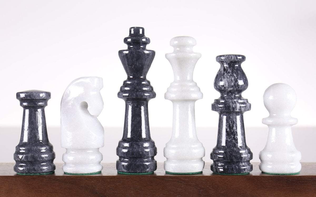 Black and White Marble Chess Pieces - 4 1/4" - Piece - Chess-House
