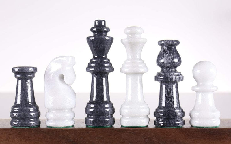 Black and White Marble Chess Pieces - 4 1/4