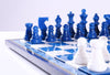 Blue & White Alabaster Chess Set with Wood Frame - Chess Set - Chess-House