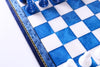 Blue & White Alabaster Chess Set with Wood Frame - Chess Set - Chess-House