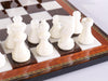 Brown & White Alabaster Chess Set with Wood Frame - Chess Set - Chess-House