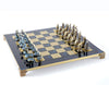 Cycladic Art Solid Brass Chess Set in Blue - 17"