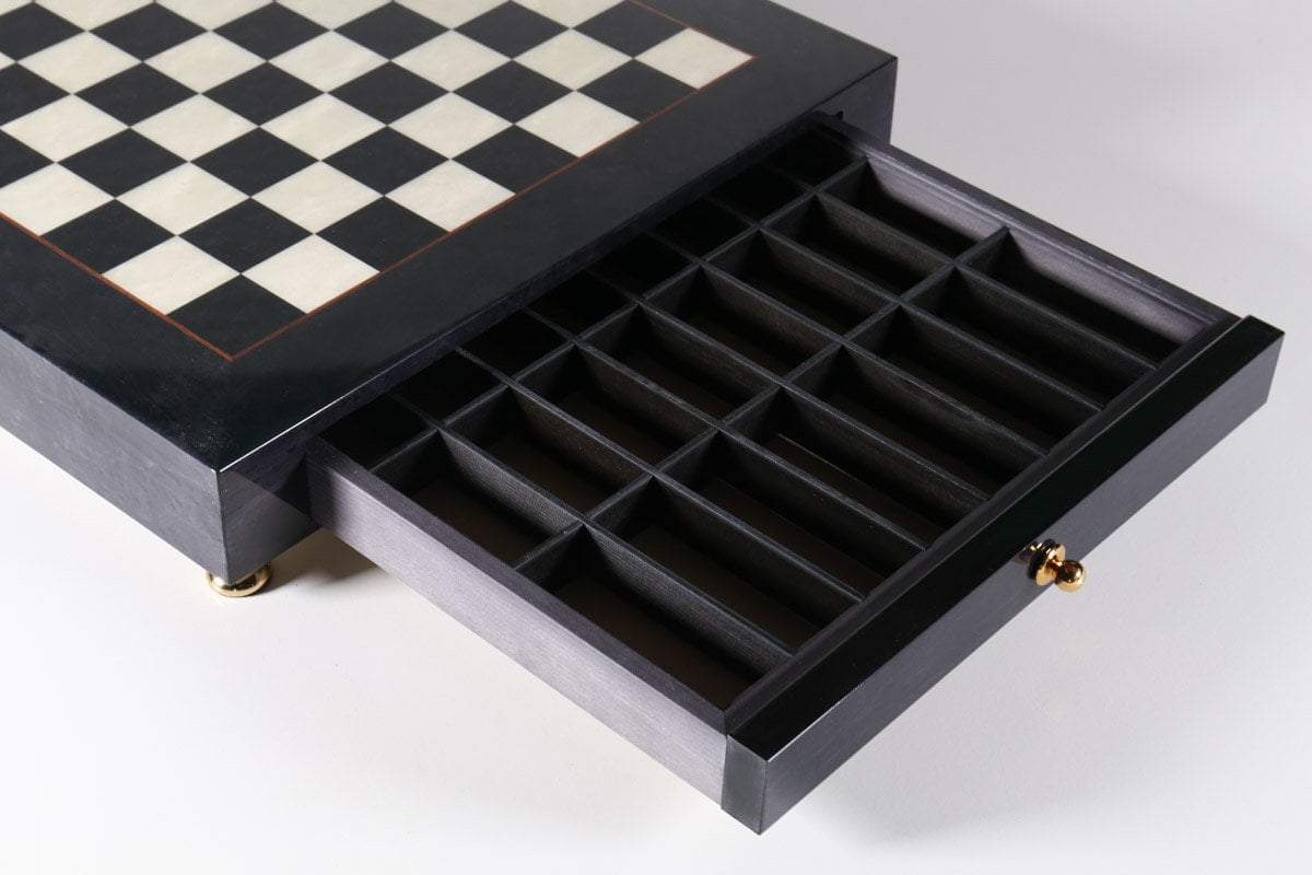 DEAL ITEM: Briarwood White and Black Chess Board with Drawer - Board - Chess-House