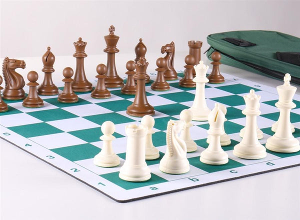 Emisario Deluxe Tournament Chess Set Combo - White & Brown - Chess Set - Chess-House