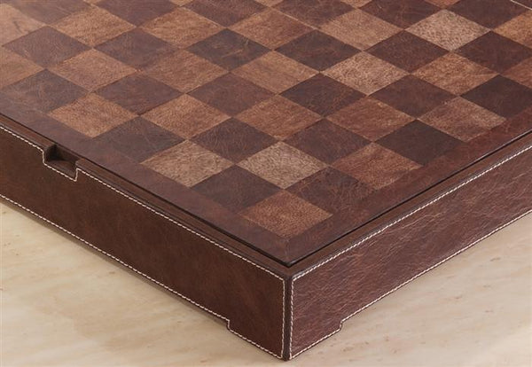 Genuine Brown and Beige Leather Chest - Board - Chess-House