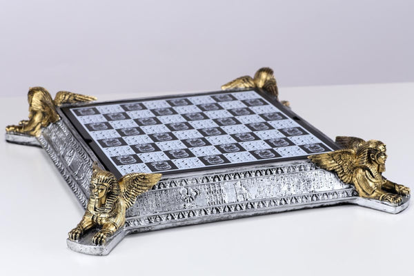 Gold and Silver Egyptian 3D Chess Board - Board - Chess-House
