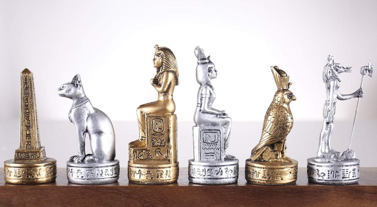 Gold and Silver Egyptian Chess Pieces Piece
