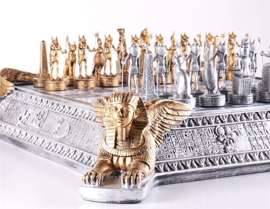 Gold And Silver Egyptian Chess Set – Chess House