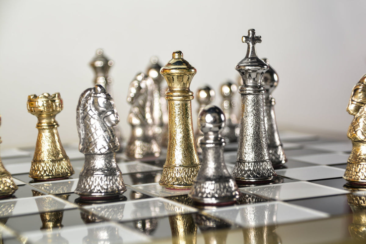 Gold and Silver Staunton Chess Set - 17