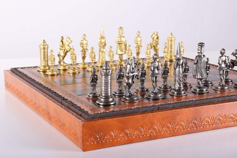 Gothic Chess Set with Leatherette Storage Board