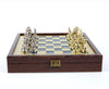 Greek Roman Period Chess Set with Blue Storage Board - 10.5"