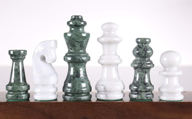 Green and White Marble Chess Pieces