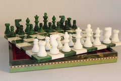 Green & White Alabaster Inlaid Chest - Chess Set - Chess-House