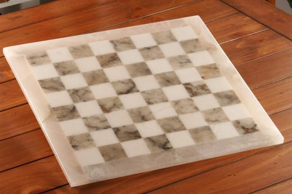 Grey & White Alabaster Board - Board - Chess-House