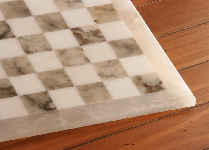 Grey & White Alabaster Board - Board - Chess-House