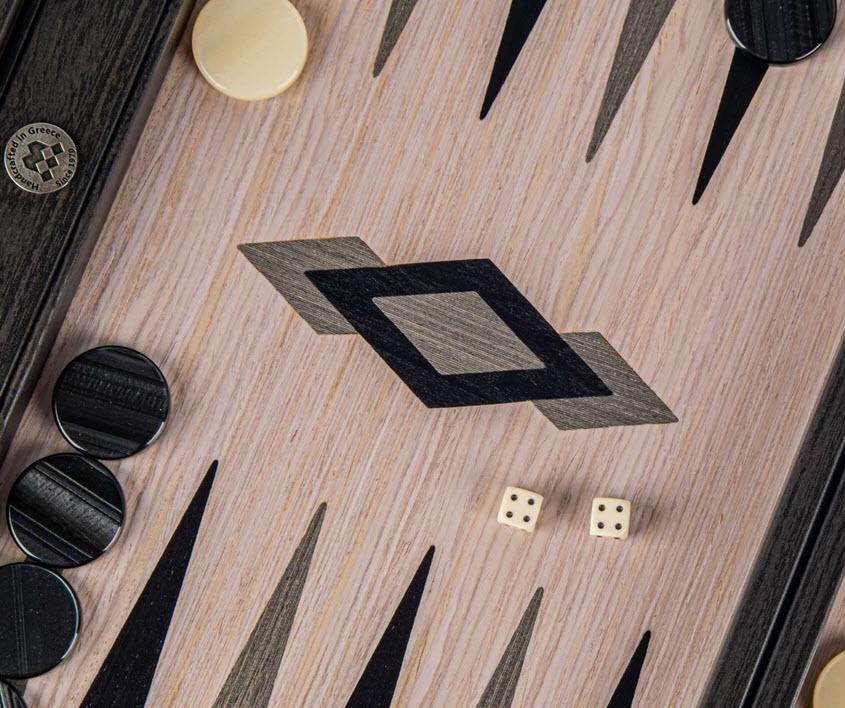 Grid Wood Illusion Inlaid Backgammon Set with Side Racks