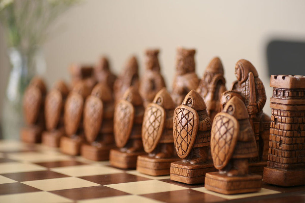 Brown & White Marble Chess Set - Samson Historical