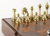 Italy 3" Metal Chess Pieces on Leather Chest - Chess Set - Chess-House