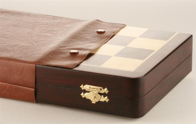 Large 15 3/4" Folding Magnetic Rosewood/Maple Chess Set in Leatherette Case - Chess Set - Chess-House