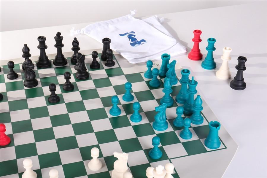 Large 4 Player Silicone Chess Set with Cloth Drawstring Bags