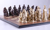 Marble and Resin Christopher Columbus Pieces on Walnut and Maple Board - Chess Set - Chess-House