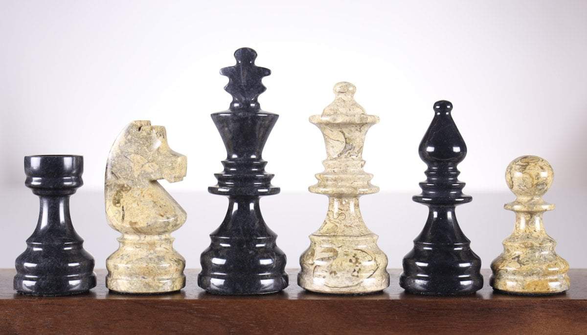 Marble Chess Pieces - American Design in Coral & Black Piece
