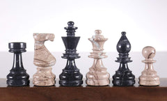Marble Chess Pieces Euro Design in Marina & Black Piece