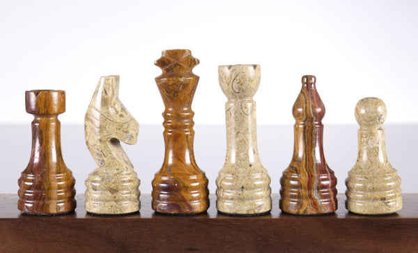 Marble Chess Pieces in Coral and Red Chess Set
