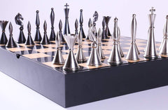 Metal Art Deco Chessmen on Storage Chest - Chess Set - Chess-House