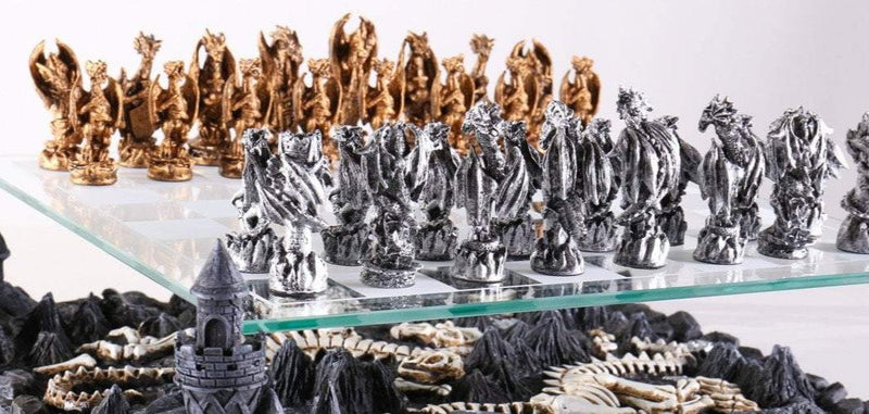 Metal Dragon Chess Pieces