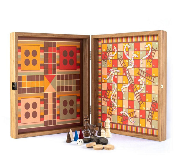 Rainbow Style Multi Game Set - Chess, Backgammon, Ludo, Snakes and Lad ...