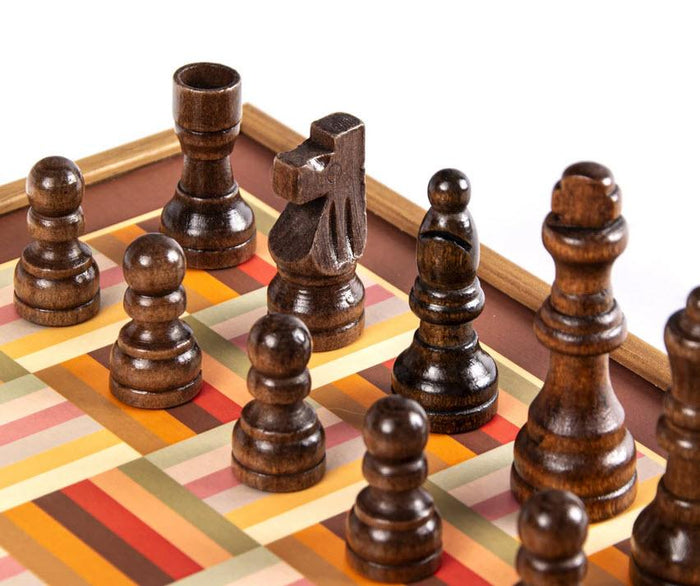 Rainbow Style Multi Game Set - Chess, Backgammon, Ludo, Snakes and Lad