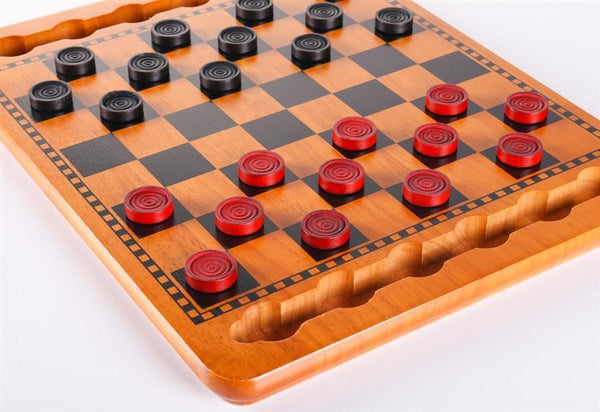 Red & Black Wood Checkers Set - Chess Set - Chess-House