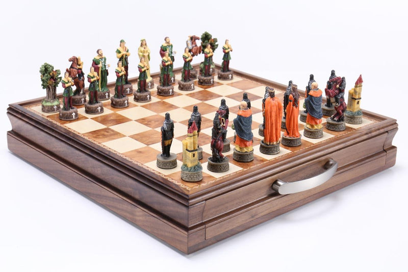 Robin Hood Chess Men with Wood Storage Chest