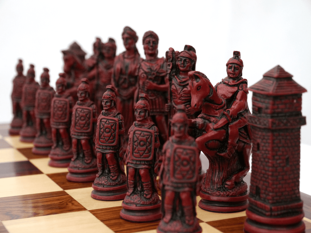 Standard Club Silicone Chess Set Black & Red Pieces - 3.5 King