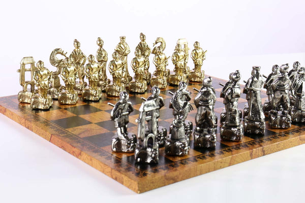 Samurai Themed Set with Ecoleather Chessboard - Chess Set - Chess-House