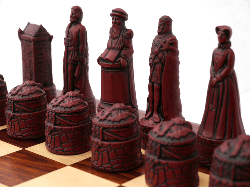 Scottish Chess Pieces by Berkeley - Cardinal Red