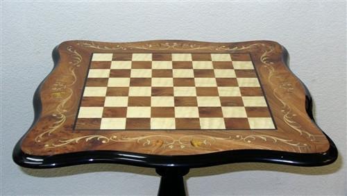 Sculpted Elm Briarwood Inlay Table - 1.5" Squares - Table - Chess-House