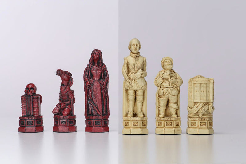 Shakespeare and the Globe Chess Pieces - Antiqued